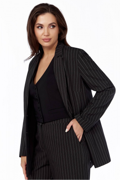 Серый жакет и брюки из вискозы с отложным воротником и вытачками LaKona 11635 графит - фото 7