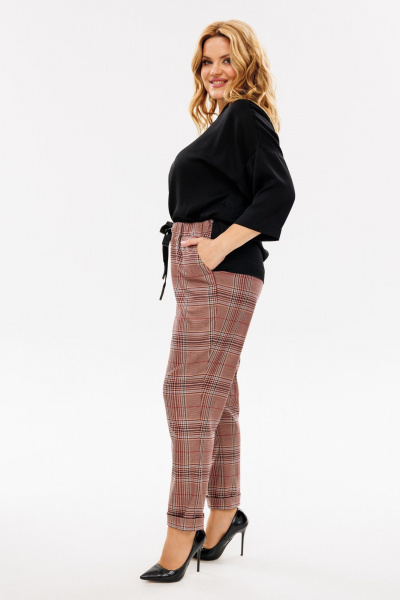 Комплект брюк и блузы из вискозы с съемным галстуком Michel chic 1391 бордо,черный - фото 7