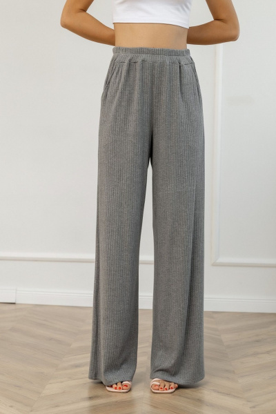 Серые трикотажные брюки с прямым кроем и карманами Atelero 1109С серый - фото 1