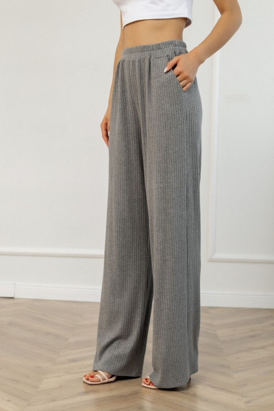 Серые трикотажные брюки с прямым кроем и карманами Atelero 1109С серый - фото 3