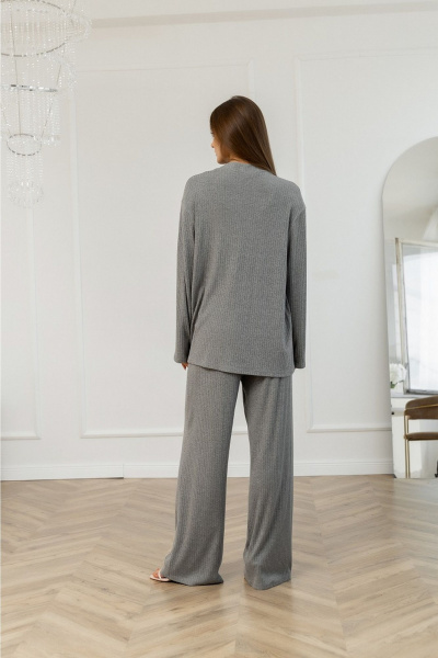 Брюки и кардиган из трикотажа высокая посадка Atelero 1111С серый - фото 3