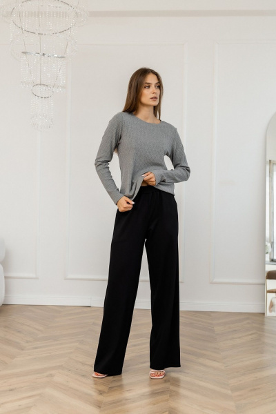 Лонгслив из трикотажа облегающий с вырезом лодочка Atelero 1113С серый - фото 4