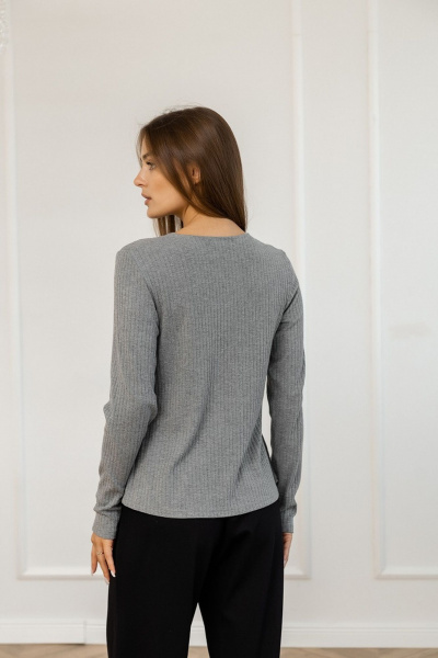 Лонгслив из трикотажа облегающий с вырезом лодочка Atelero 1113С серый - фото 3