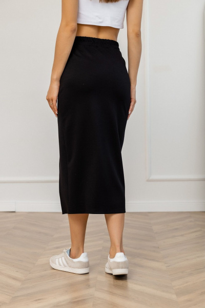 Юбка из трикотажа с разрезом по переду и резинкой по талии Atelero 1117 черный - фото 2