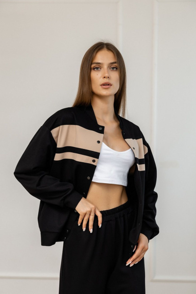 Брюки и бомбер из трикотажа свободный крой Atelero 1118 черный - фото 5