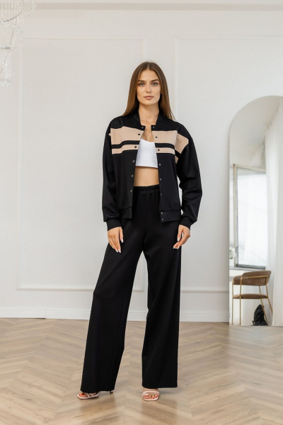 Брюки и бомбер из трикотажа свободный крой Atelero 1118 черный - фото 3
