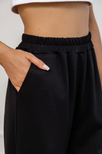 Черные трикотажные брюки прямого кроя с резинкой Atelero 1119 черный - фото 3