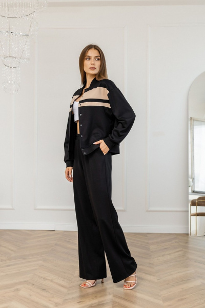 Черные трикотажные брюки прямого кроя с резинкой Atelero 1119 черный - фото 2