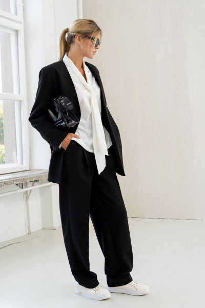 Свободные брюки с заужением и складками на пояс SILVERSPICE S-3415 - фото 5