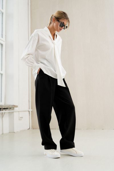 Свободные брюки с заужением и складками на пояс SILVERSPICE S-3415 - фото 4