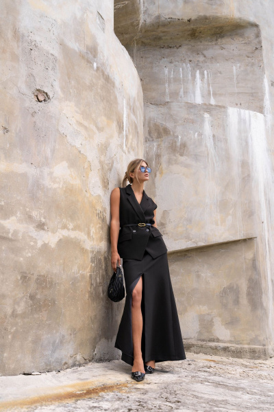 Бомбер и юбка из трикотажа с разрезом и карманами SILVERSPICE S-8439 - фото 4