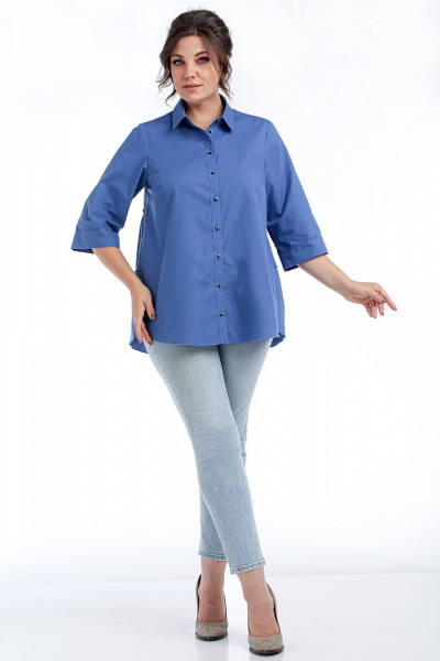 Блуза классическая с ярусами и воротником-стойкой Таир-Гранд 62429 джинс - фото 5