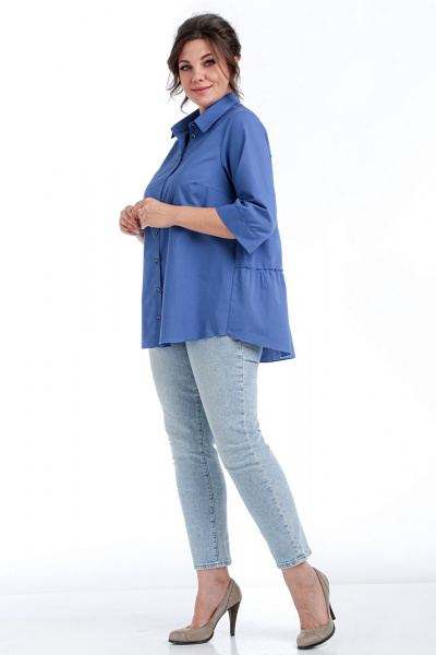 Блуза классическая с ярусами и воротником-стойкой Таир-Гранд 62429 джинс - фото 4