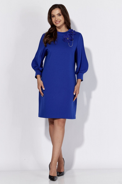 Демисезонное платье А-силуэта с рукавом 3/4 из трикотажа TAiER 1313 василек - фото 6