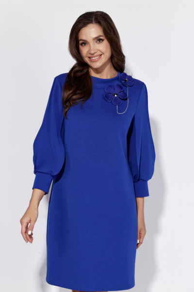 Демисезонное платье А-силуэта с рукавом 3/4 из трикотажа TAiER 1313 василек - фото 3