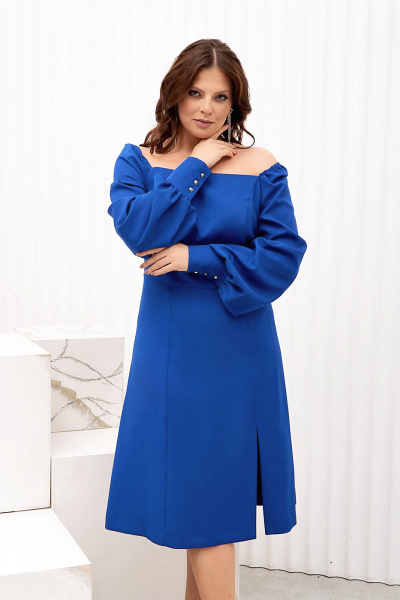 текстильное платье с манжетом на каждый день демисезон Gold Style 2523 василек - фото 3