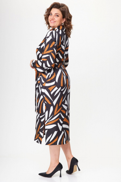Мультиколор платье-рубашка свободного кроя с принтом и разрезами VIPPRIMO 111 мультиколор - фото 8