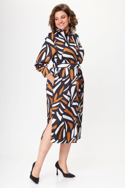 Мультиколор платье-рубашка свободного кроя с принтом и разрезами VIPPRIMO 111 мультиколор - фото 7