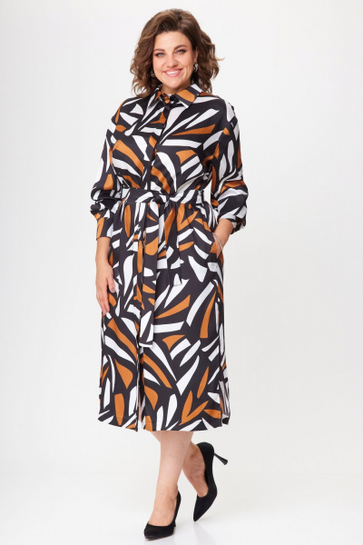 Мультиколор платье-рубашка свободного кроя с принтом и разрезами VIPPRIMO 111 мультиколор - фото 6
