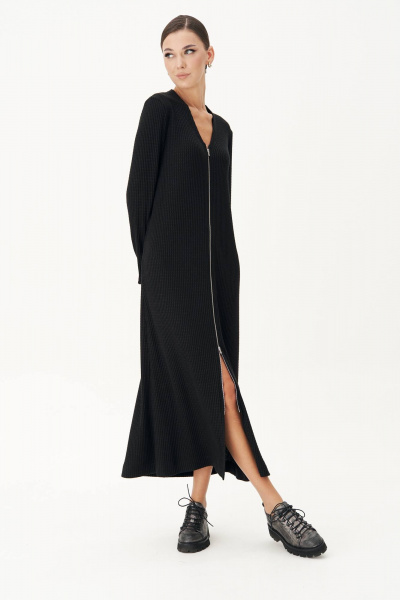 Полуприлегающее трикотажное платье с разрезом и V-образной горловиной Fantazia Mod 4883 - фото 2