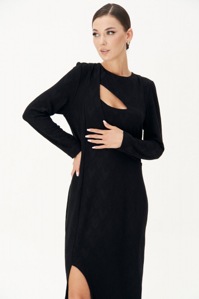 Элегантное трикотажное платье с разрезом и асимметричным кроем Fantazia Mod 4880 - фото 2