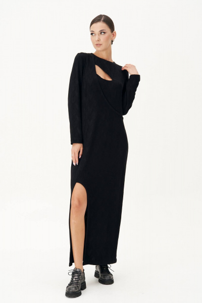 Элегантное трикотажное платье с разрезом и асимметричным кроем Fantazia Mod 4880 - фото 1