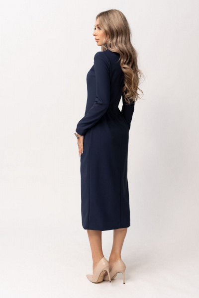 Платье с застежкой на пуговицы, талиевыми вытачками из текстиля Golden Valley 4852-1 темно-синий - фото 2
