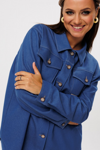 Джинсовый костюм из тянущегося денима с рубашкой и классическими брюками Mubliz 227 - фото 17