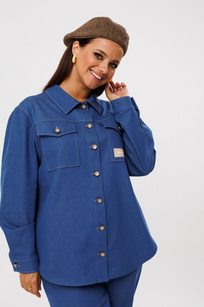 Джинсовый костюм из тянущегося денима с рубашкой и классическими брюками Mubliz 227 - фото 16