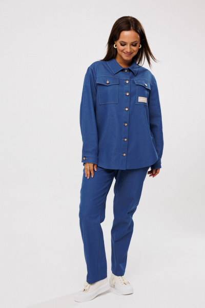 Джинсовый костюм из тянущегося денима с рубашкой и классическими брюками Mubliz 227 - фото 12