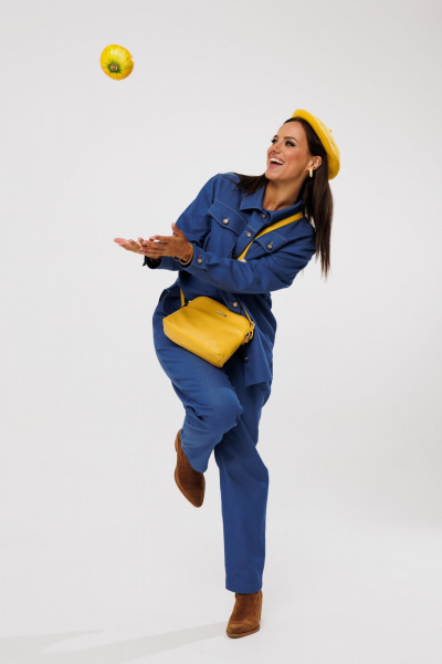 Джинсовый костюм из тянущегося денима с рубашкой и классическими брюками Mubliz 227 - фото 10