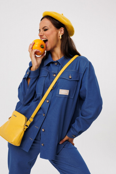 Джинсовый костюм из тянущегося денима с рубашкой и классическими брюками Mubliz 227 - фото 9