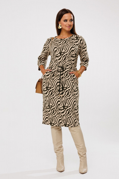 Платье с принтом зебра, отрезное по линии талии и шнуром Mubliz 211 зебра - фото 9