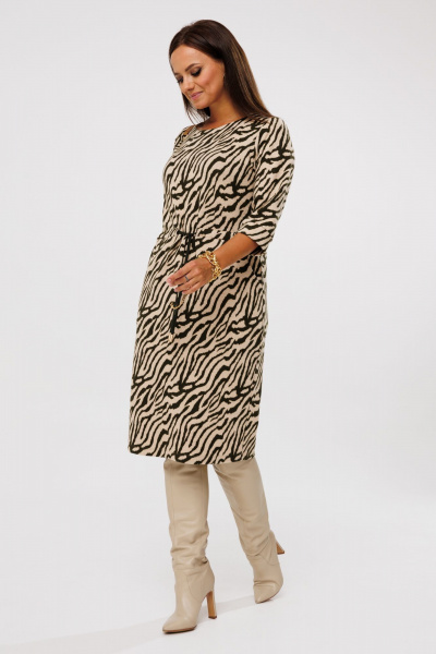 Платье с принтом зебра, отрезное по линии талии и шнуром Mubliz 211 зебра - фото 8