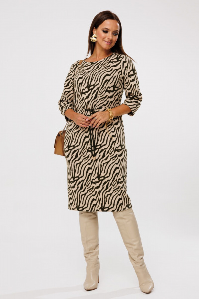 Платье с принтом зебра, отрезное по линии талии и шнуром Mubliz 211 зебра - фото 7