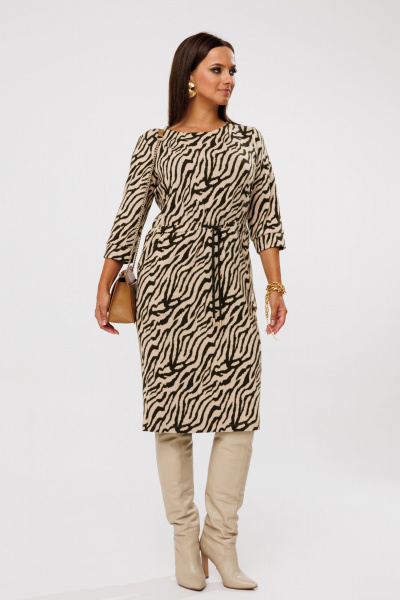 Платье с принтом зебра, отрезное по линии талии и шнуром Mubliz 211 зебра - фото 6