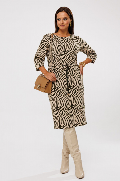 Платье с принтом зебра, отрезное по линии талии и шнуром Mubliz 211 зебра - фото 1
