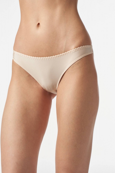 Бежевые трусы-слипы из микрофибры и кружева с низкой линией Леди Леда 331-319 - фото 3