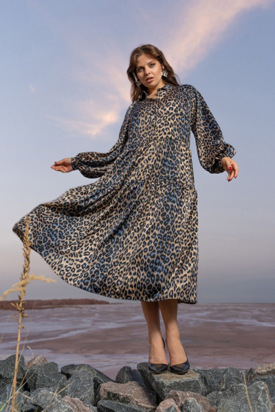Платье Andina 832 леопард_беж/индиго - фото 12