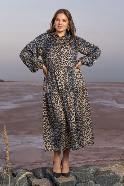 Платье Andina 832 леопард_беж/индиго - фото 11