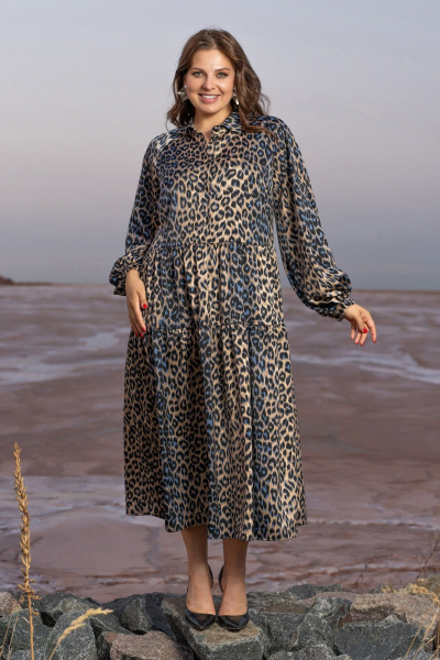 Платье Andina 832 леопард_беж/индиго - фото 10