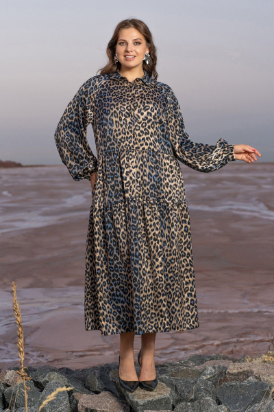 Платье Andina 832 леопард_беж/индиго - фото 9