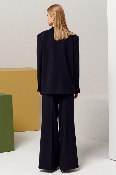 Оверсайз двубортный жакет из текстиля для делового образа Панда 123331 черный - фото 3