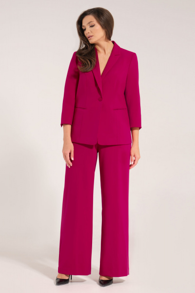 Классические расклешённые брюки с высокой посадкой Панда 131520w малиновый - фото 1