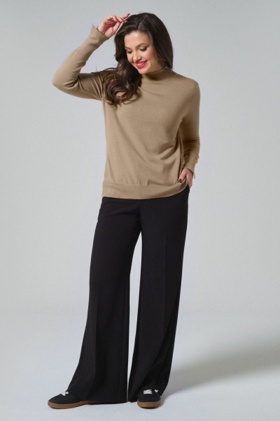 Жакет из текстиля в мультиколор и юбка в деловом стиле Панда 164540w бежевый - фото 2