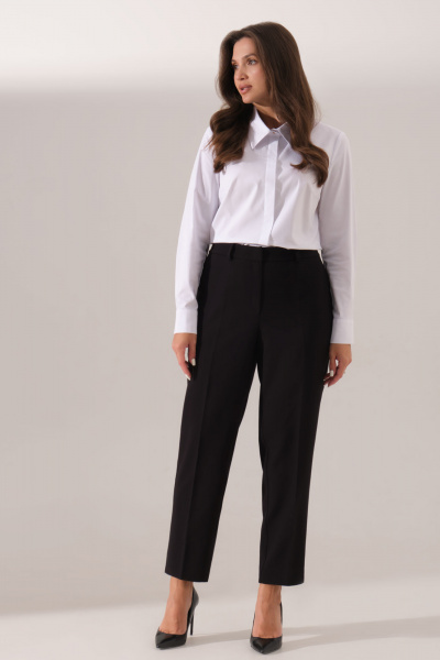 Прямые брюки из текстиля с высокой посадкой и карманами Панда 165660w черный - фото 1