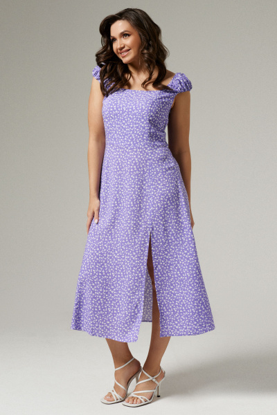 Платье сарафан из вискозы до середины голени Панда 180380w фиолетовый - фото 1