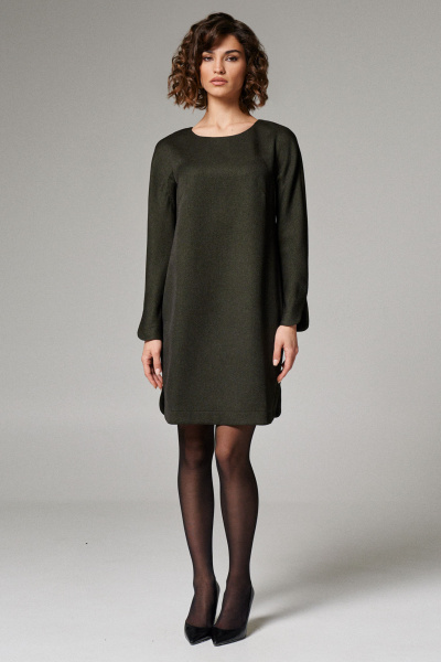 Платье прямое из мягкой ткани с вырезами и рукавом 3/4 Панда 182580w зеленый - фото 1