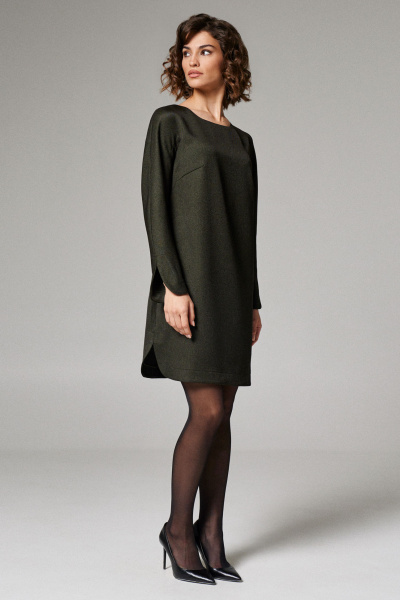 Платье прямое из мягкой ткани с вырезами и рукавом 3/4 Панда 182580w зеленый - фото 2