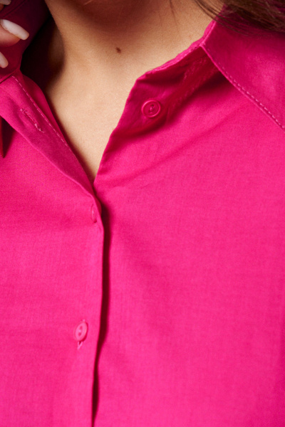 Блуза хлопковая из текстиля с классической застежкой Панда 184540w розовый - фото 5